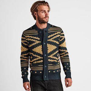 Roark Revival Munro Wool Cardigan - Navy & Gold